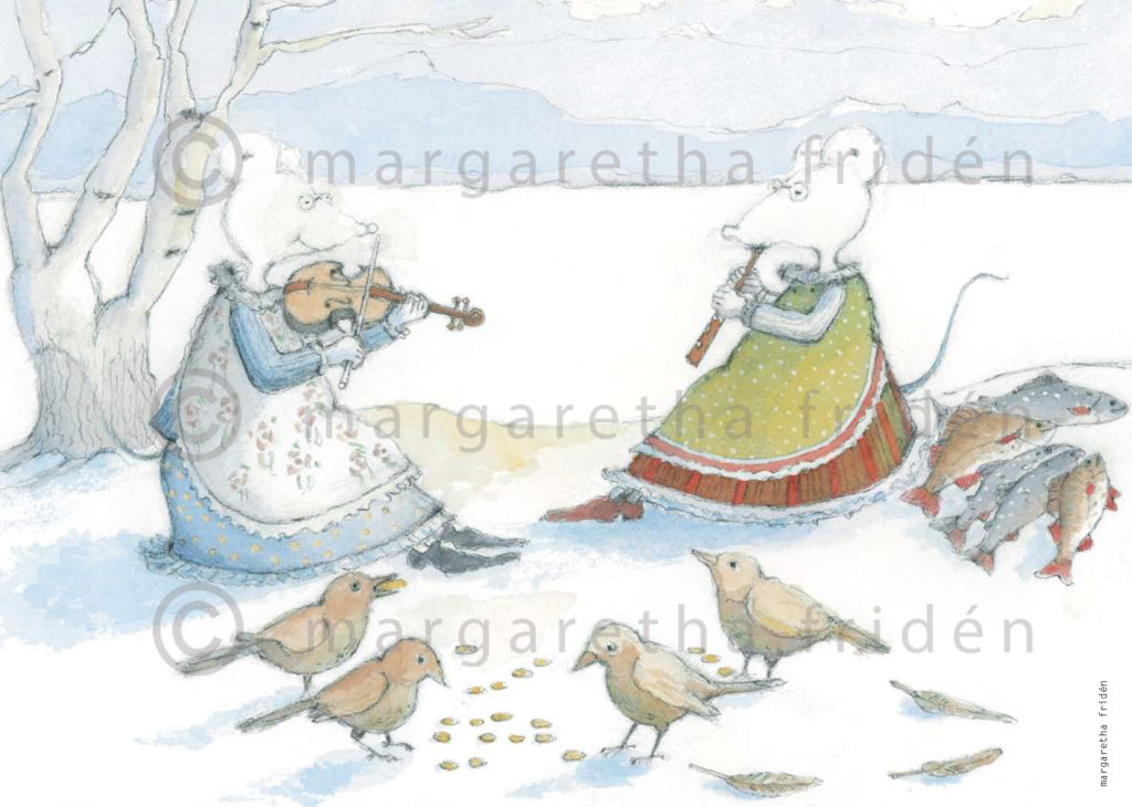 Musen Linas Vykort 3. FRIDAS OCH FREJAS ORKESTER - margaretafriden.se
